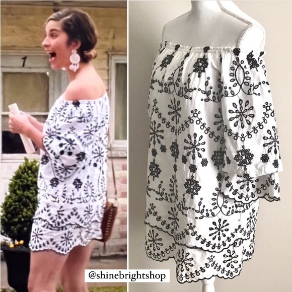 Embroidered Dress ASO Alexis Rose in Schitt’s Creek Off The Shoulder - Picture 5 of 16